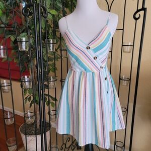 Mind Code Multicolor Striped Cotton Dress